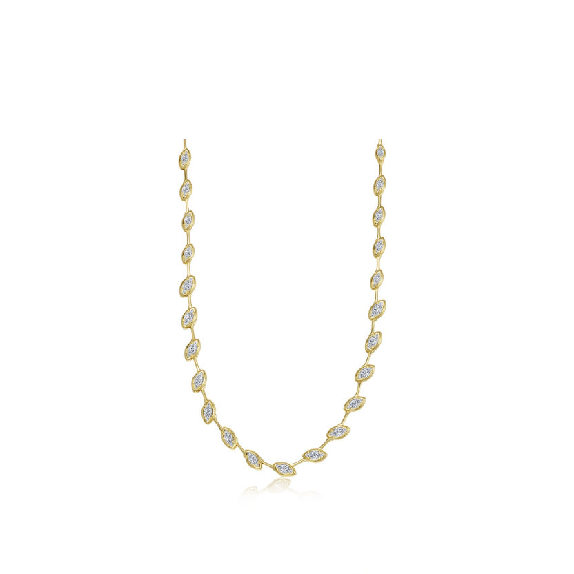 Gold East-West Marquise Station Necklace