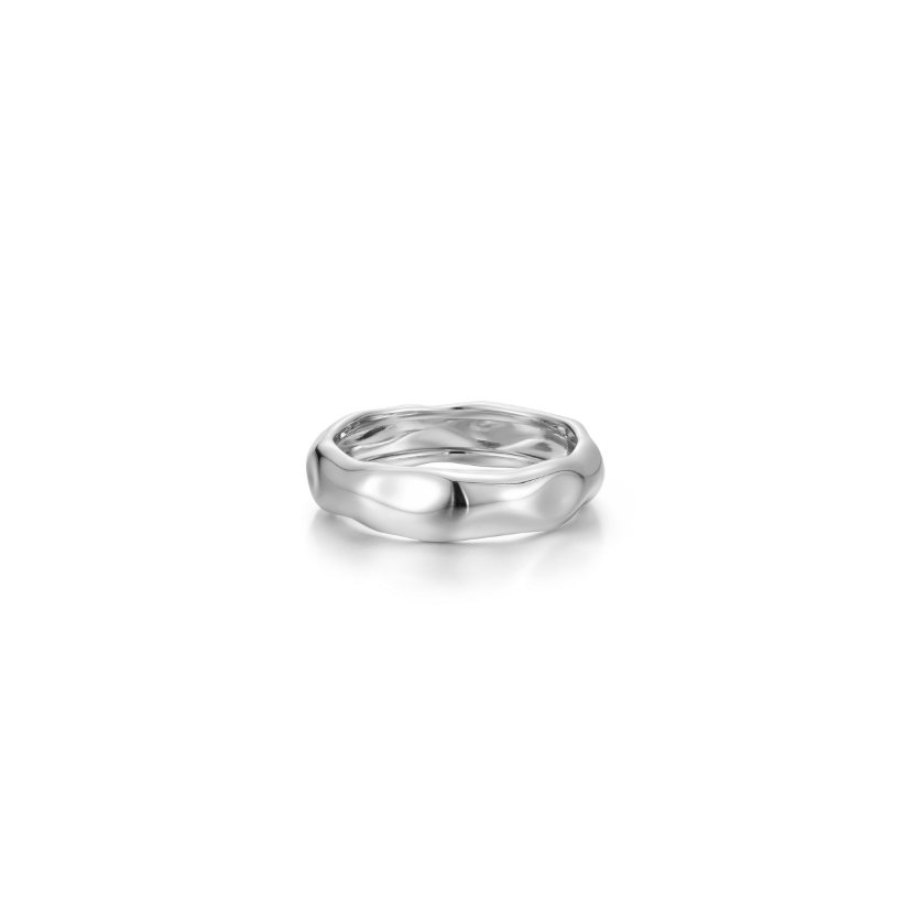 Silver High-Polished Molten Band Ring
