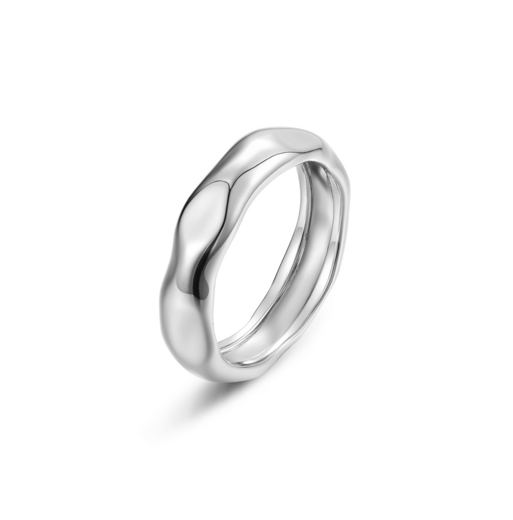Silver High-Polished Molten Band Ring