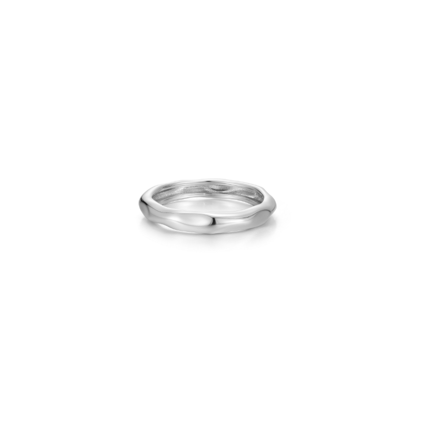 Silver High-Polished Molten Band Ring