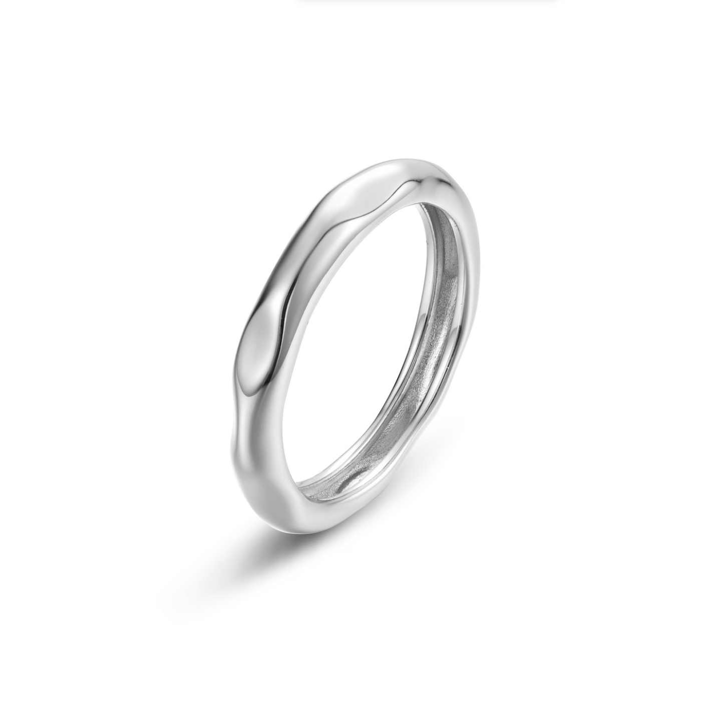 Silver High-Polished Molten Band Ring