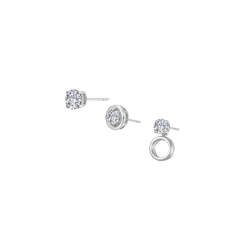 Silver Convertible Solitaire Studs
