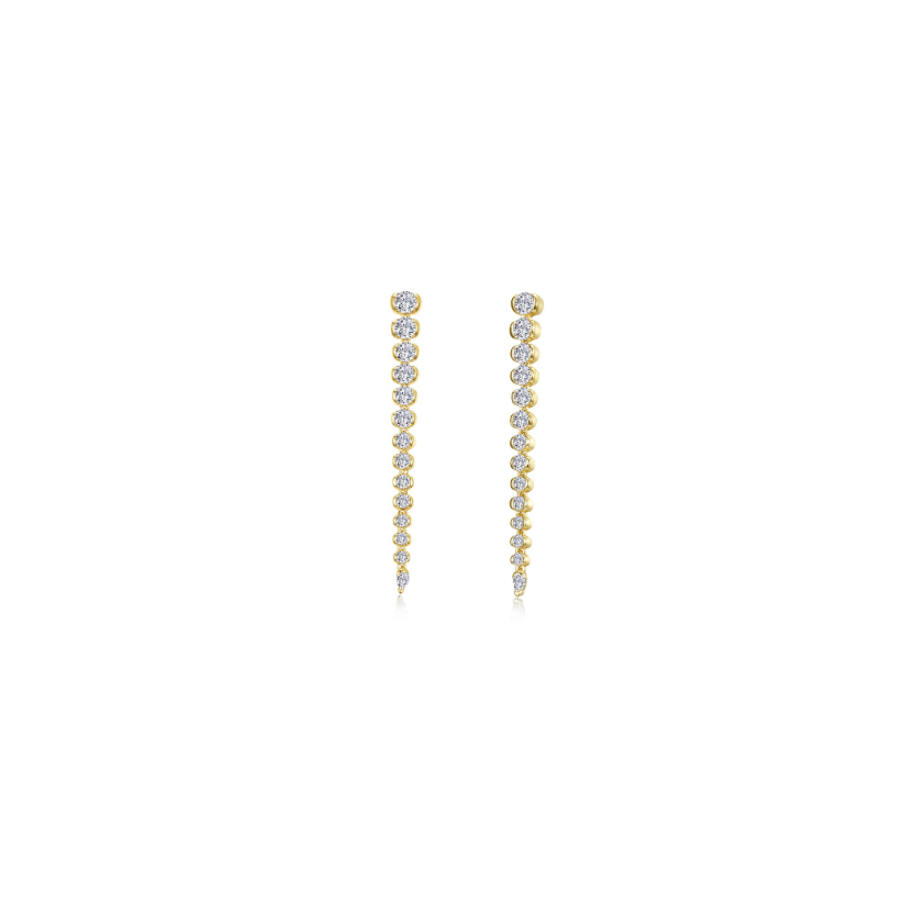 Gold Graduated Half Bezel Drop Earrings