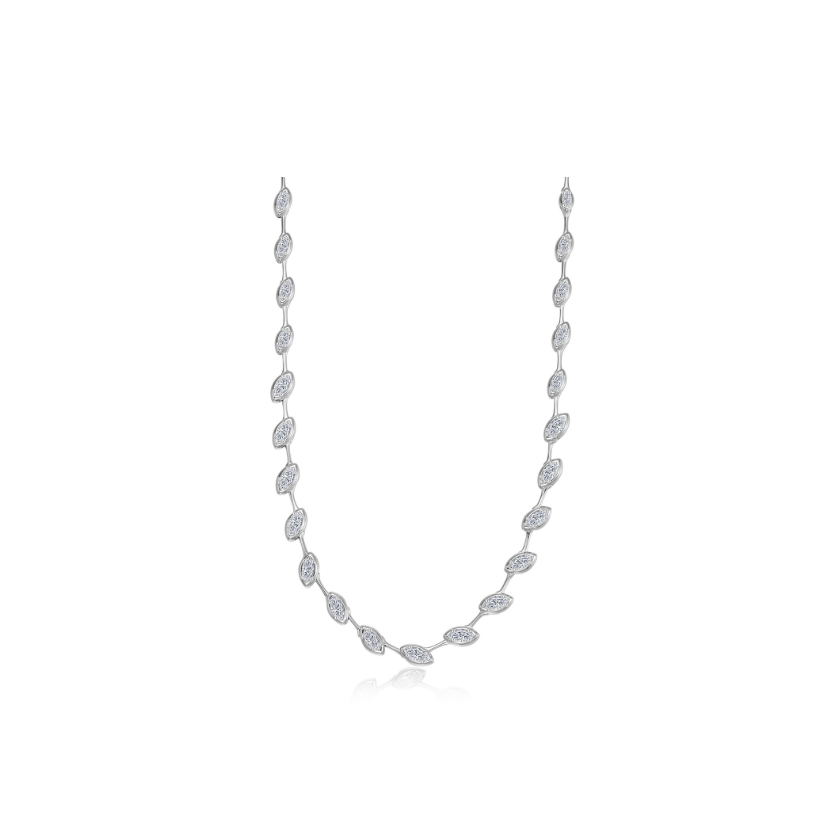 Silver East-West Marquise Station Necklace