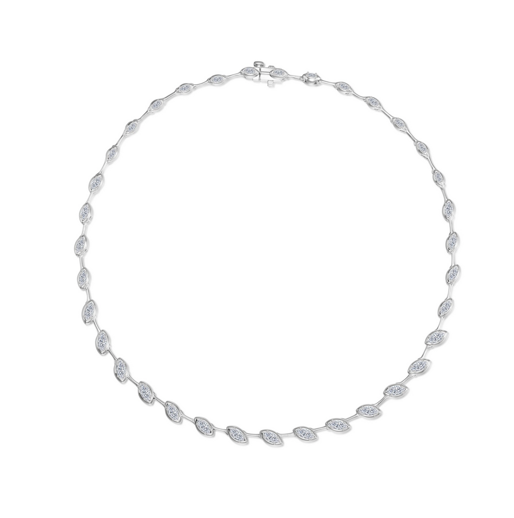 Silver East-West Marquise Station Necklace