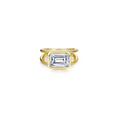 Gold Floating Emerald Split Shank Ring
