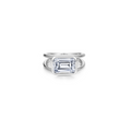 Silver Floating Emerald Split Shank Ring
