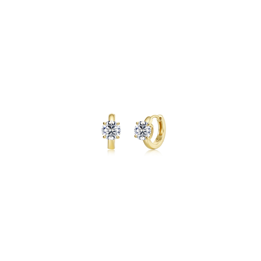 Gold Floating Round-Cut Huggies