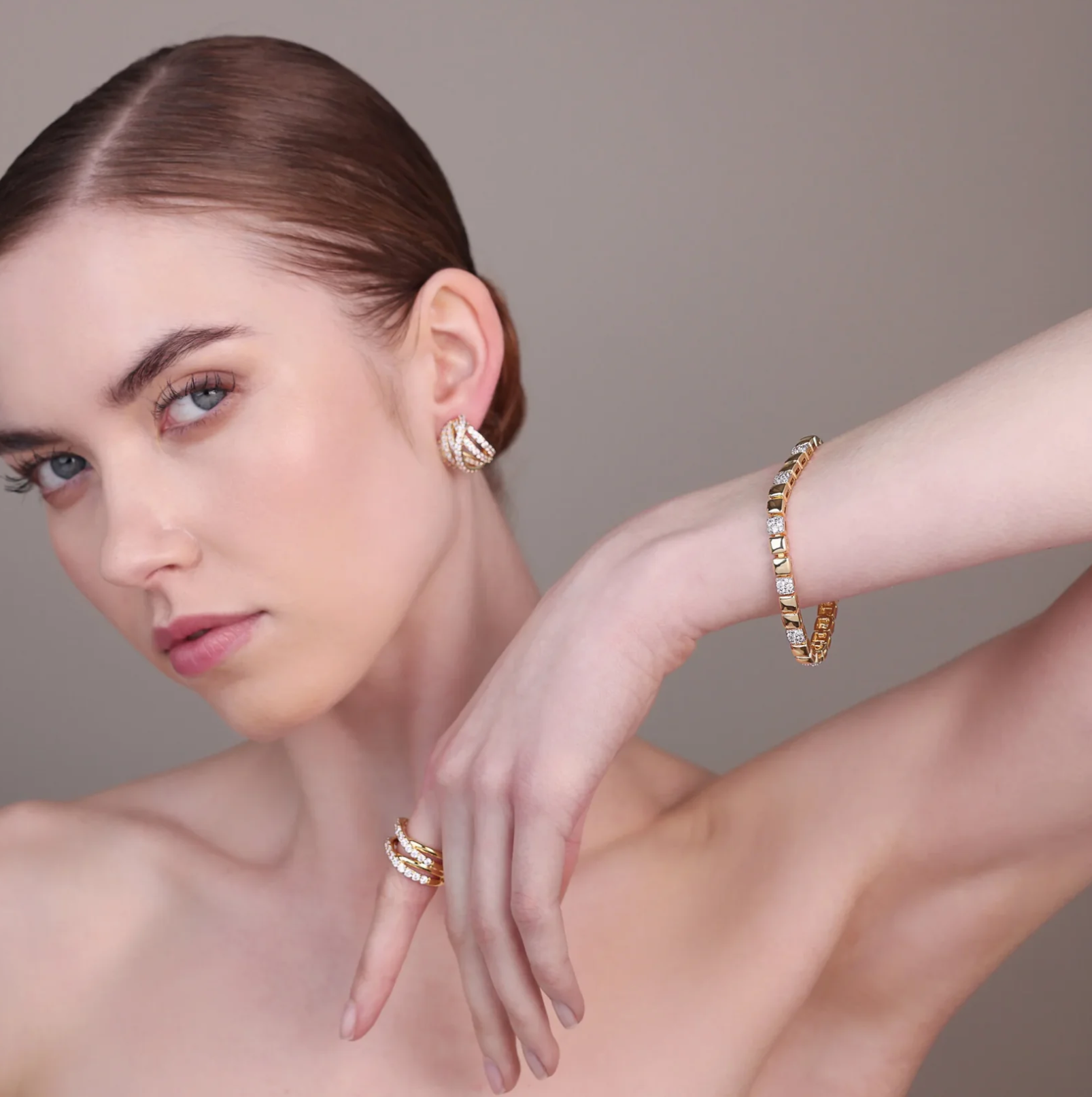 Bronzallure Gold Square Elements CZ Pavé Bracelet