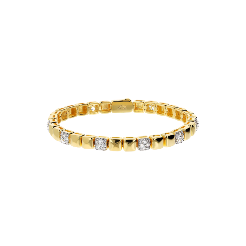 Bronzallure Gold Square Elements CZ Pavé Bracelet