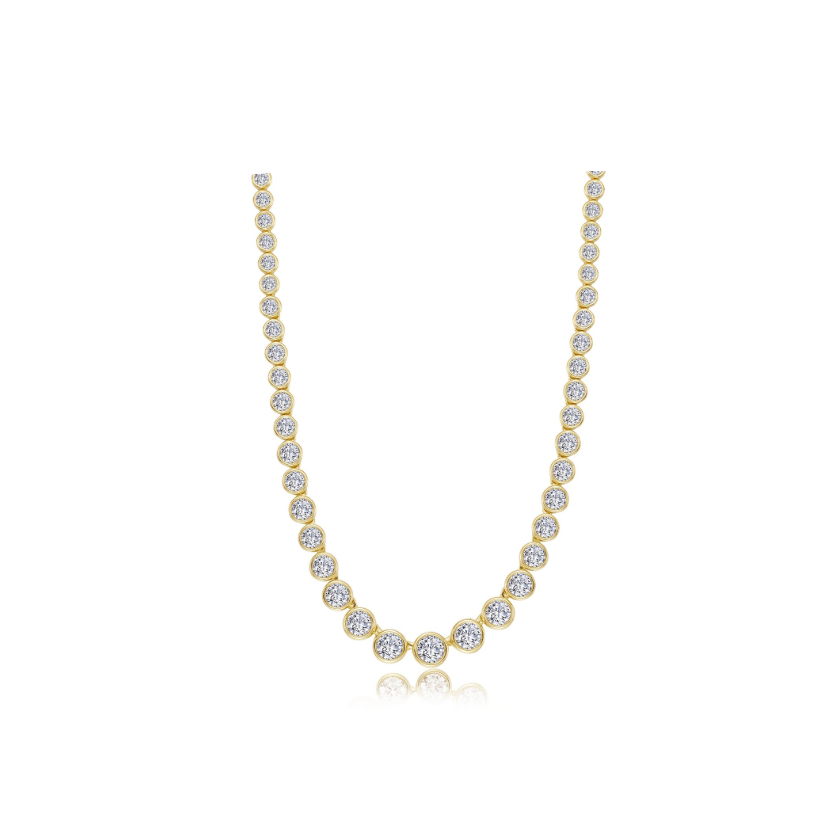 Gold Graduated Bezel Line Necklace