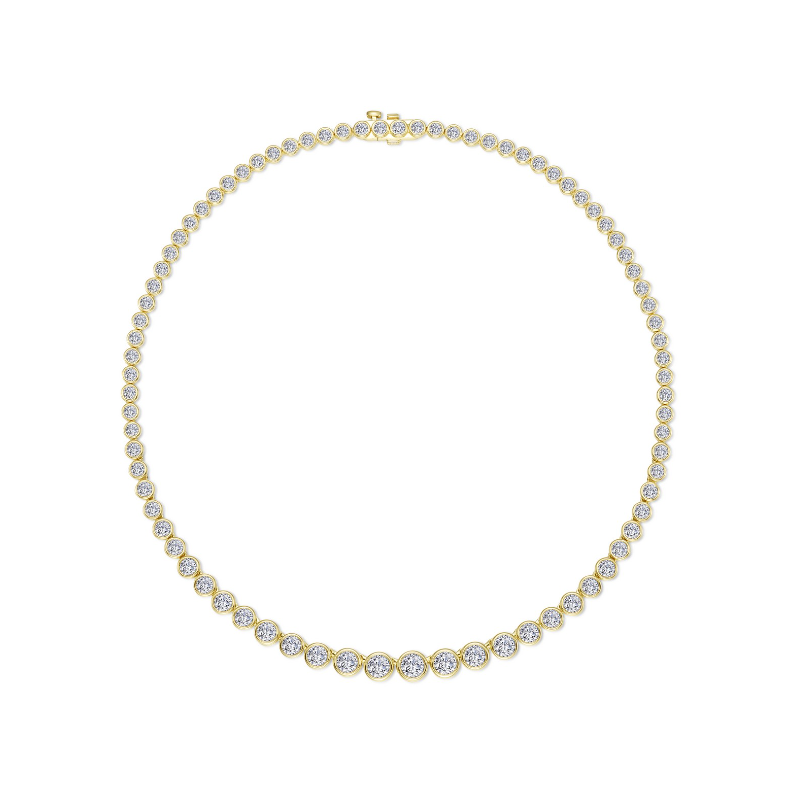 Gold Graduated Bezel Line Necklace