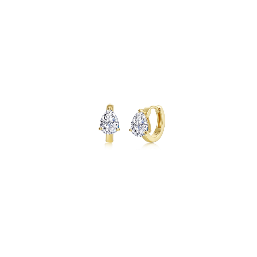 Gold Floating Pear-Cut Huggies