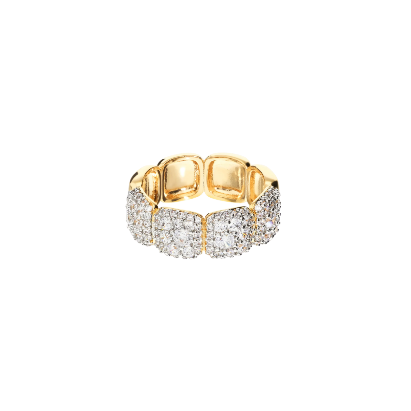 Bronzallure Gold Square Elements CZ Pavé Ring