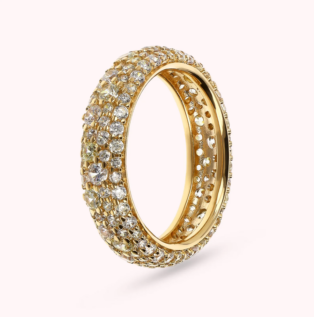 Bronzallure Gold Veretta Ring in Pavé
