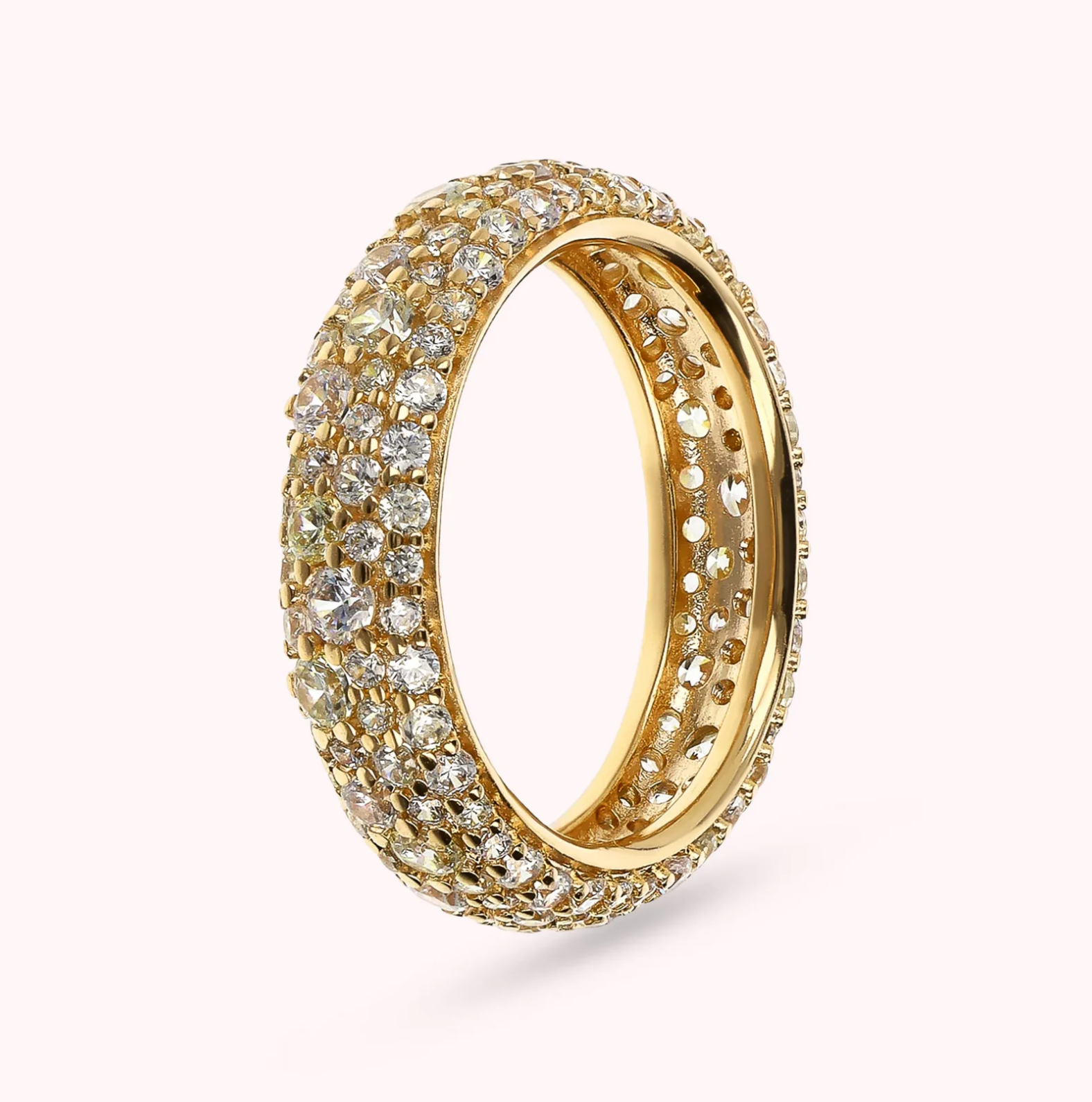 Bronzallure Gold Veretta Ring in Pavé