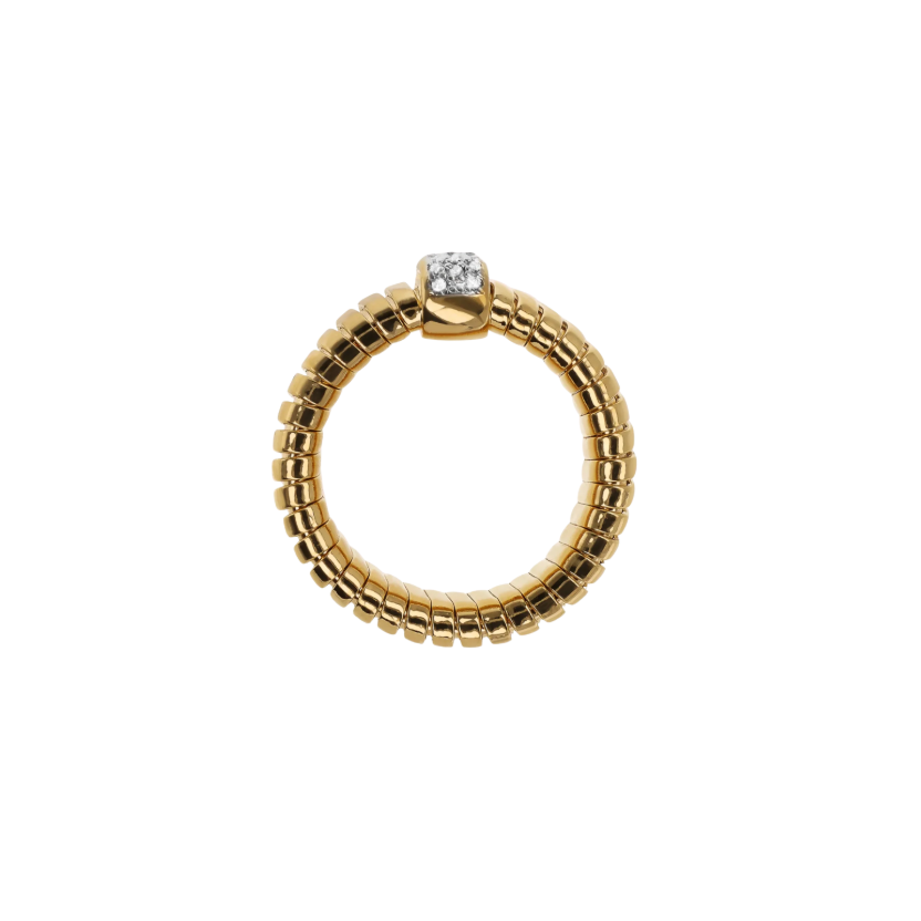 Bronzallure Gold Tubogas Band CZ Pavé Ring
