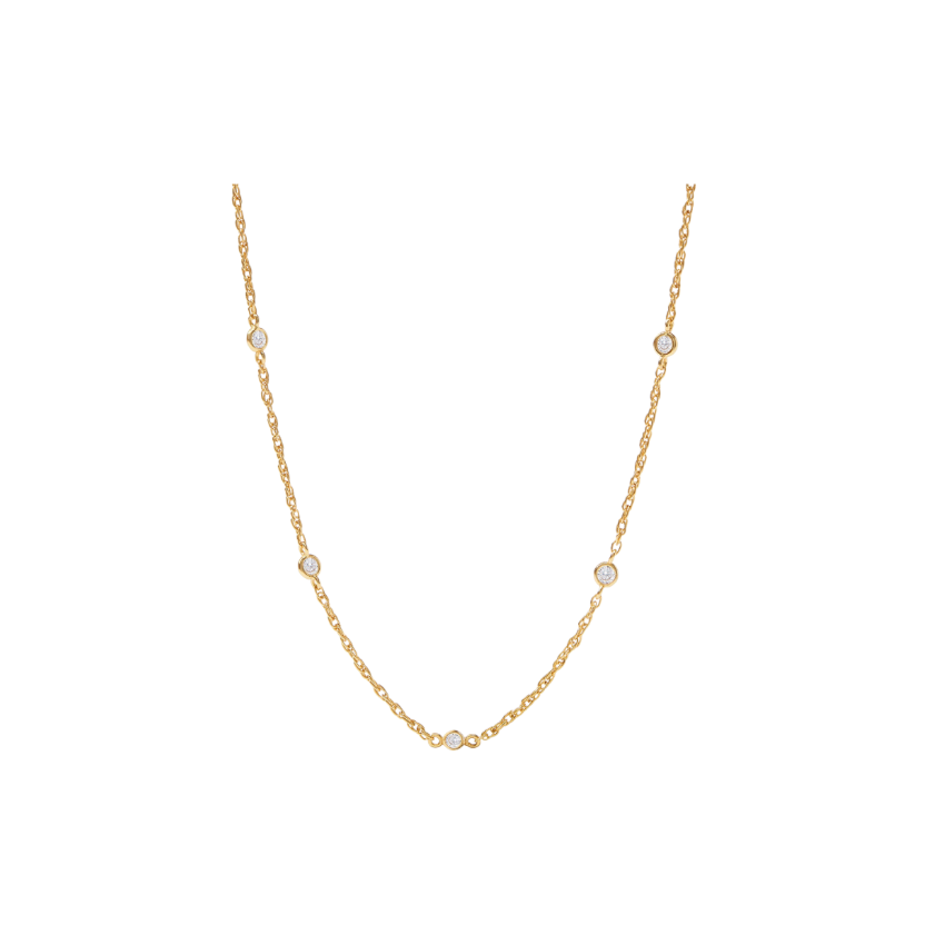 Gold Celeste Cubic Zirconia Delicate Station Necklace
