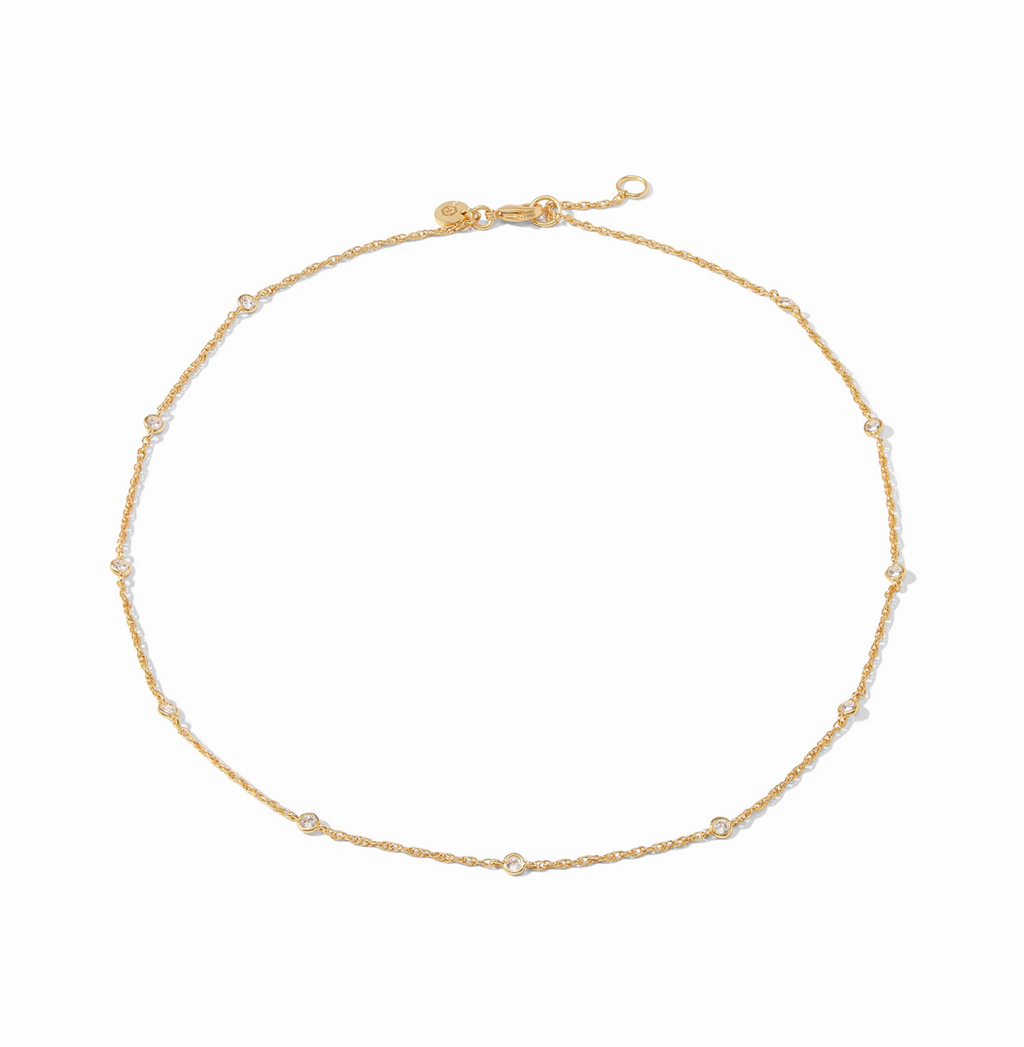 Gold Celeste Cubic Zirconia Delicate Station Necklace