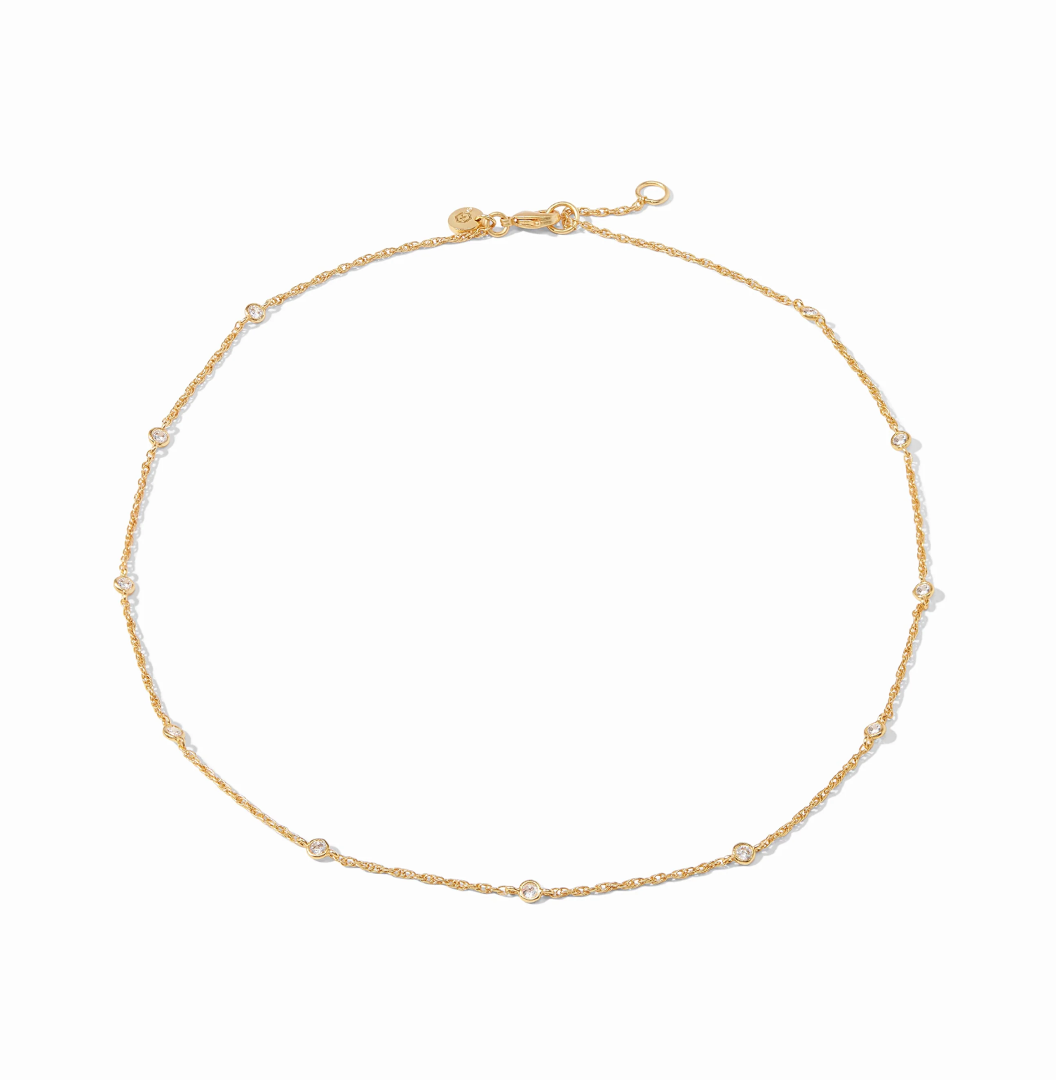Gold Celeste Cubic Zirconia Delicate Station Necklace