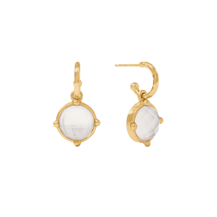 Gold Cubic Zirconia Honeybee Hoop & Charm Earring