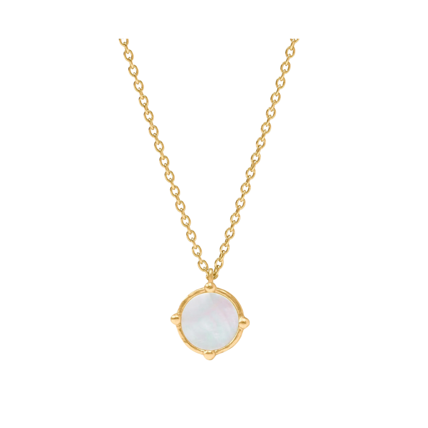 Gold Mother of Pearl Honeybee Solitaire Necklace