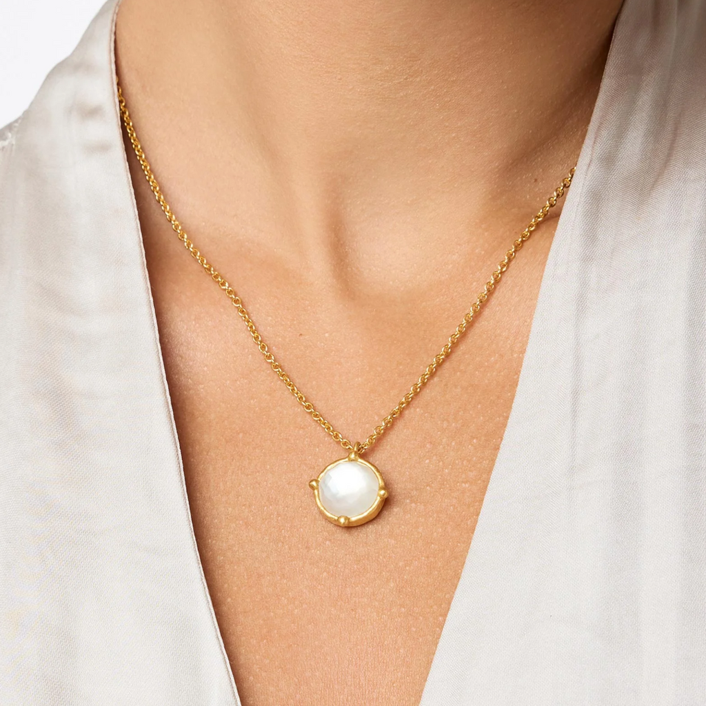 Gold Mother of Pearl Honeybee Solitaire Necklace