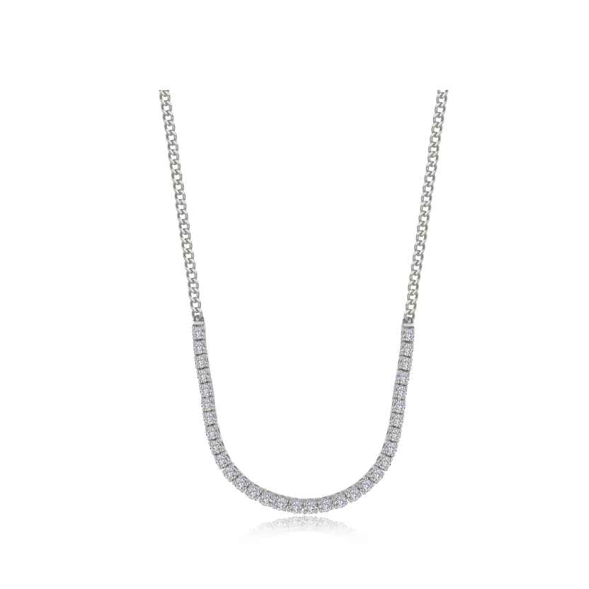 Silver Hybrid Tennis Curb Chain 18"