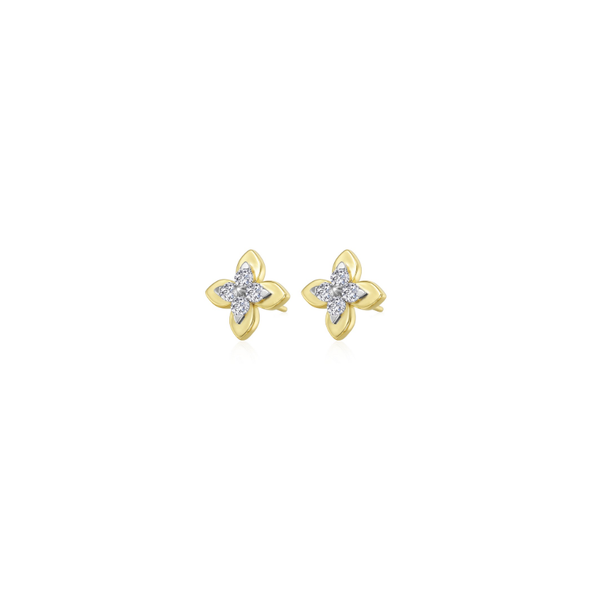 Gold Magnolia Blossom Stud Earrings