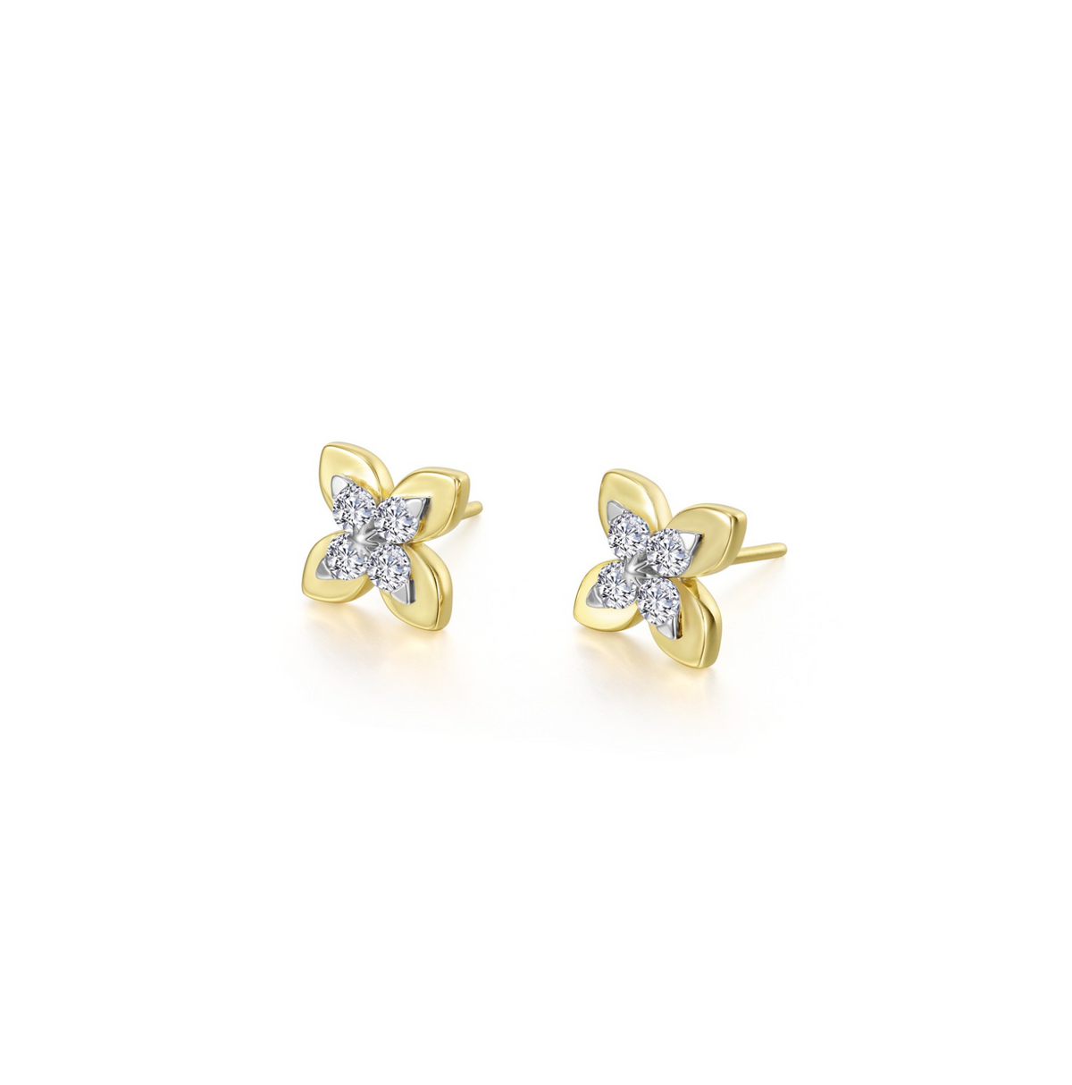 Gold Magnolia Blossom Stud Earrings
