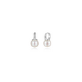 Silver Pearl Essence Drop Huggie Earrings