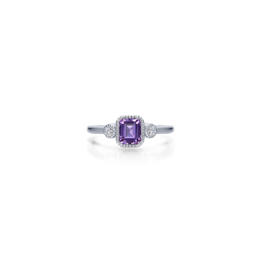 Lafonn Three-Stone February Birthstone Ring