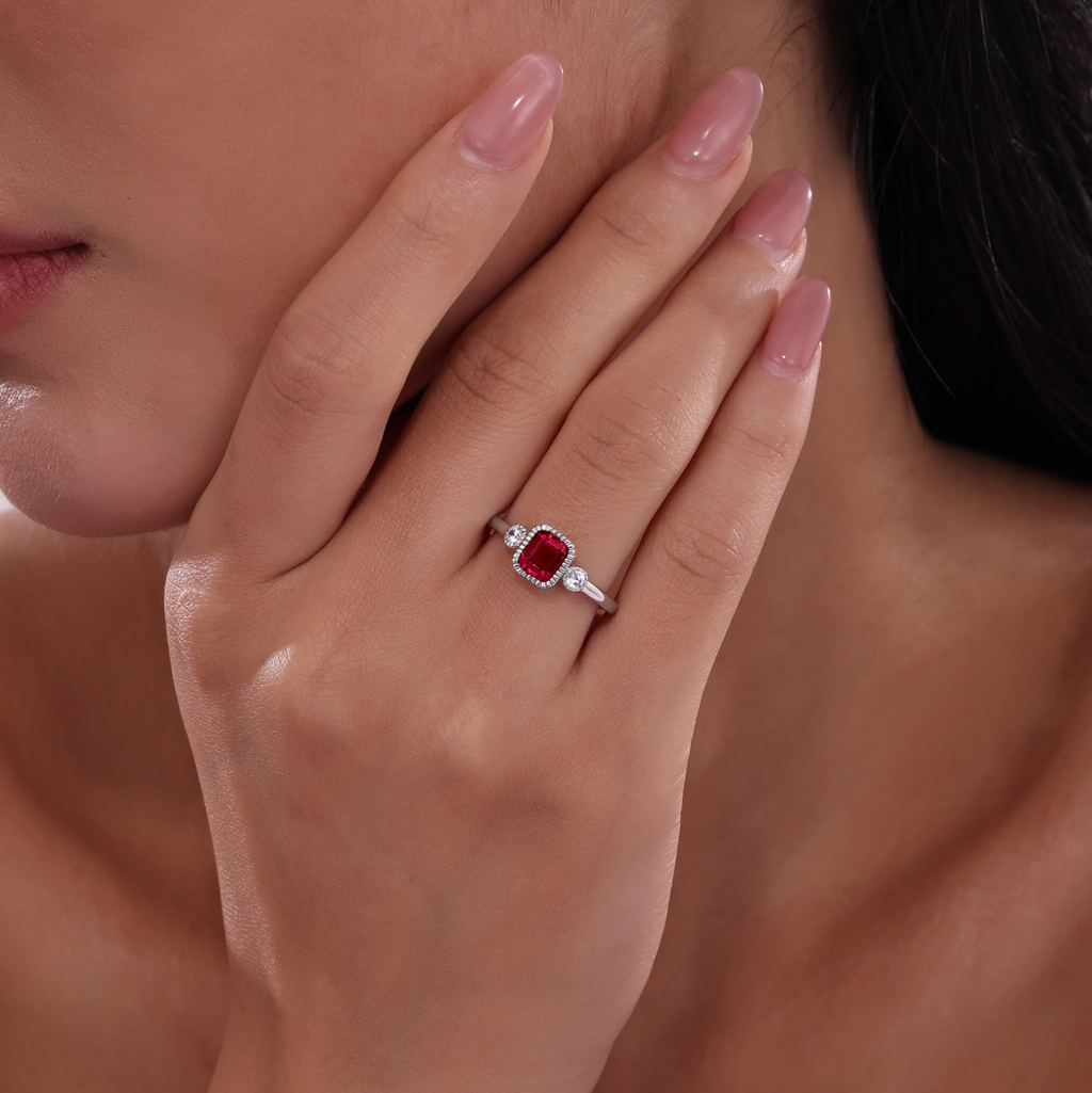 Lafonn Three-Stone January Birthstone Ring