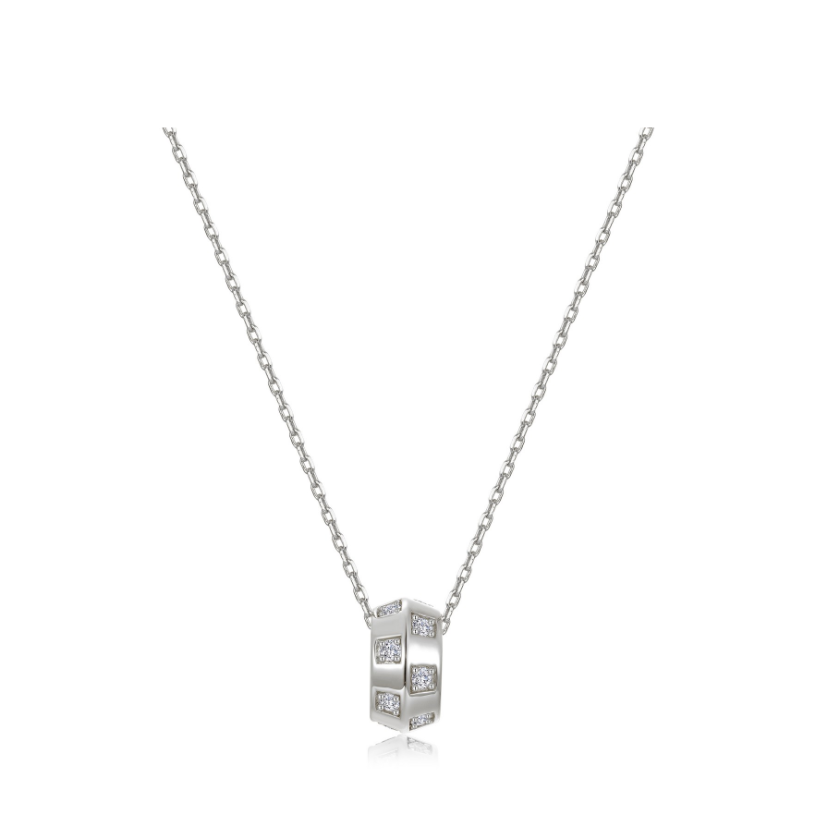 Silver Barrel Beat Pendant Necklace