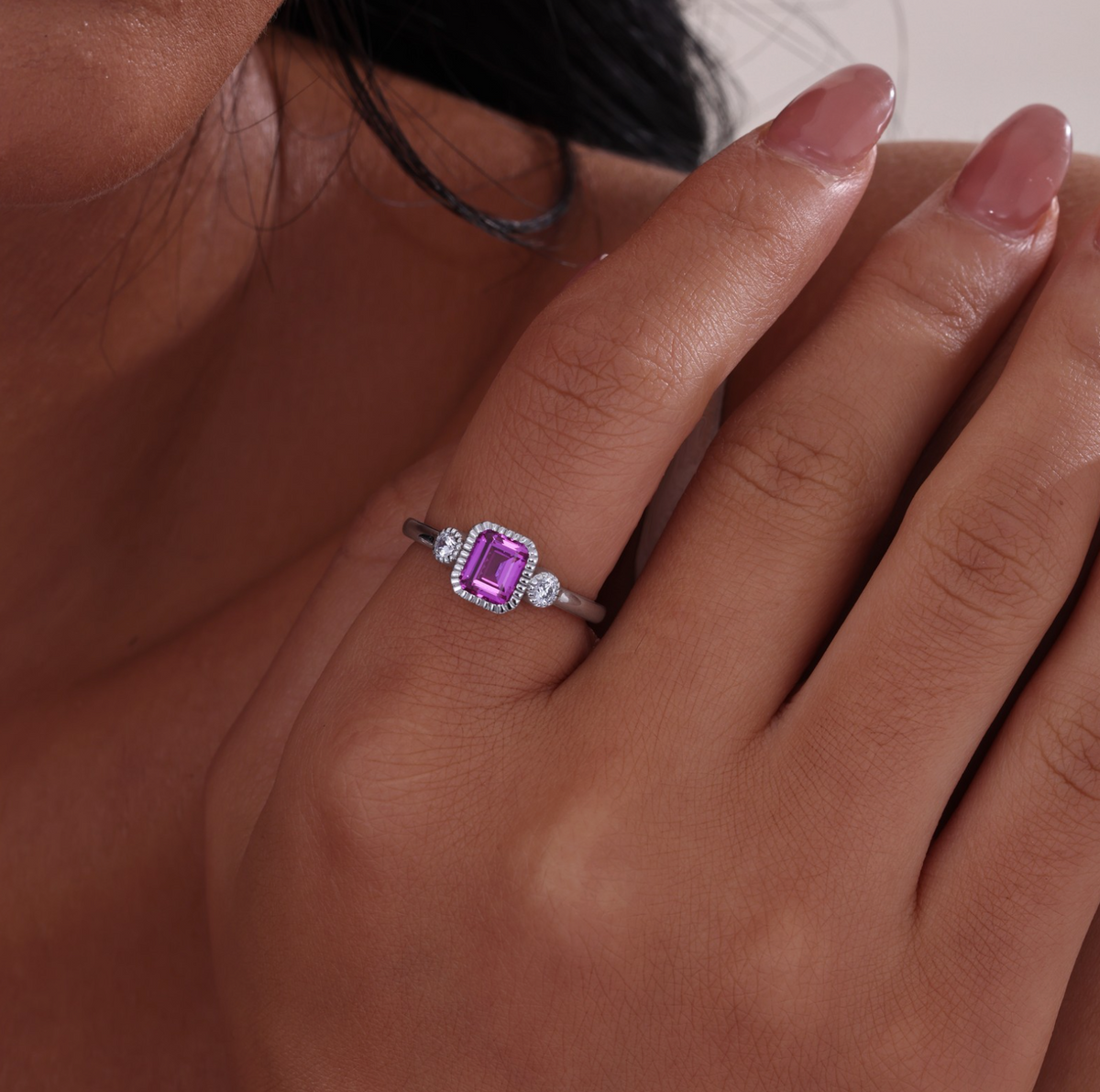Three-Stone October Birthstone Ring