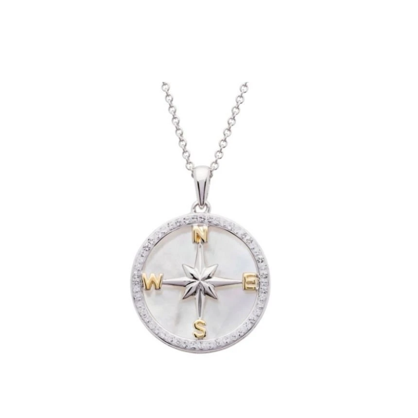 Ocean SS SW MOP Compass Pendant