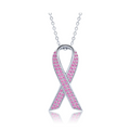 Pave Pink Ribbon Necklace