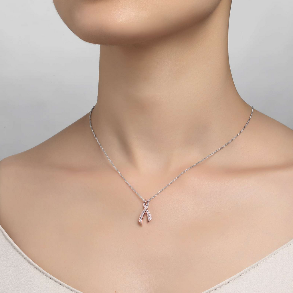 Pink Ribbon Pendant Necklace