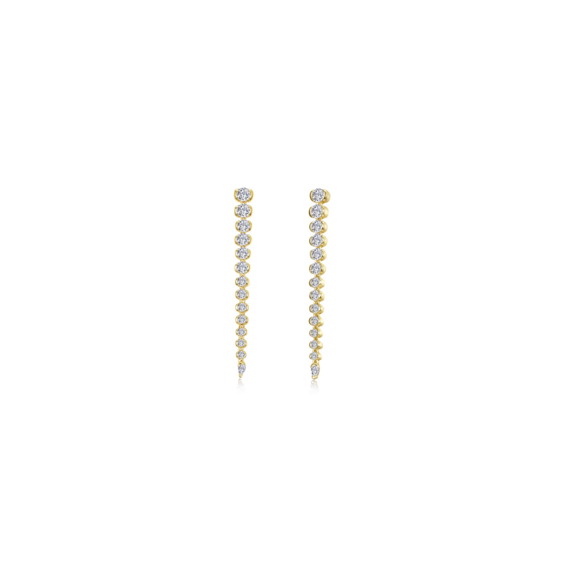 Gold Graduated Half Bezel Drop Earrings