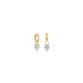Gold Pear Charm Molten Huggie Hoops