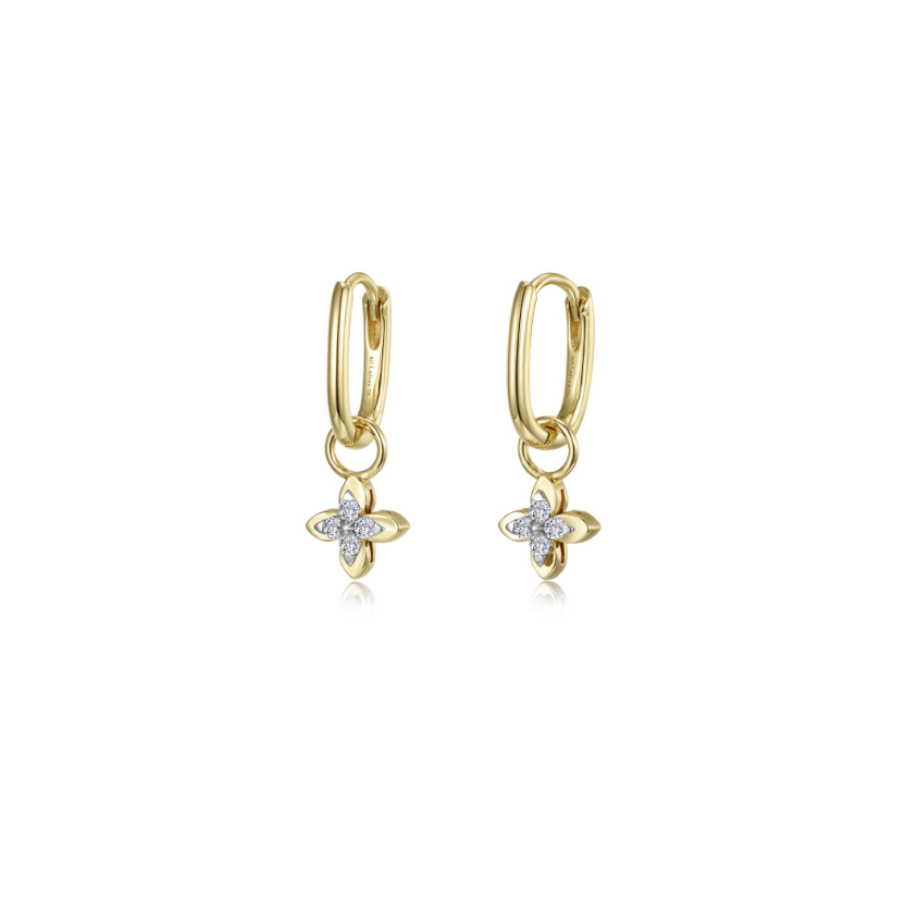 Gold Magnolia Blossom Drop Huggies