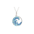Ocean Sterling Silver Blue Crystal Wave mini Necklace