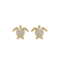 Ocean 14kt Gold Vermeil White Sapphire Turtle Earrings