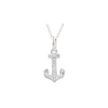 Ocean Sterling Silver White Crystal Anchor Mini Necklace