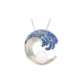 Ocean Sterling Silver Pearl / Sapphire Crystal Wave Necklace