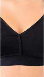 Black Plunge Bra Black Vegan Leather Flower Interchangeable Straps