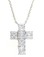 "Charlotte" Princess Cut Cross Necklace