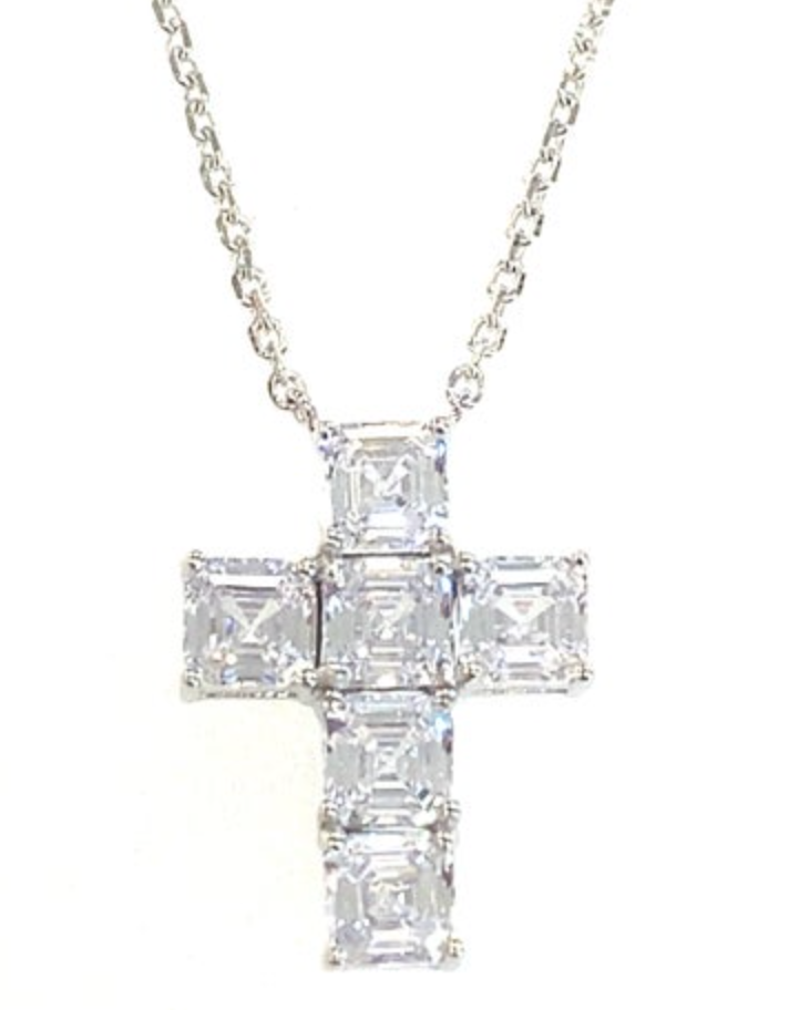 "Charlotte" Princess Cut Cross Necklace