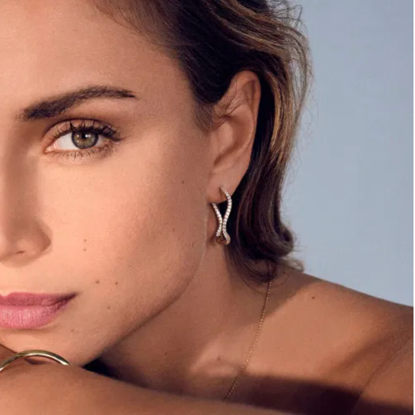 Gold CZ Ellera Waves X-Grande Earrings