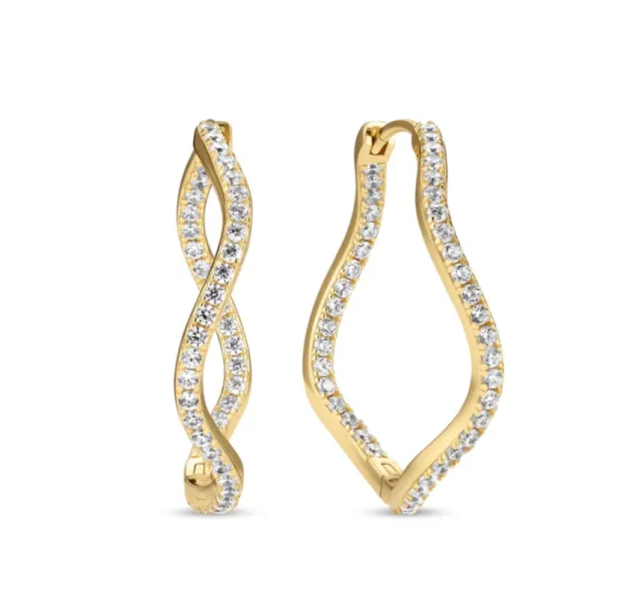 Gold CZ Ellera Waves X-Grande Earrings
